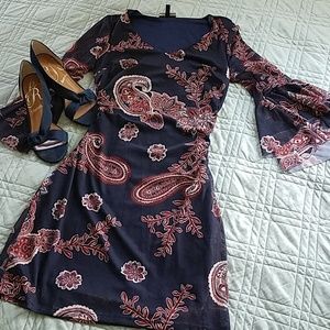 Blue Sexy floral Paisley dress